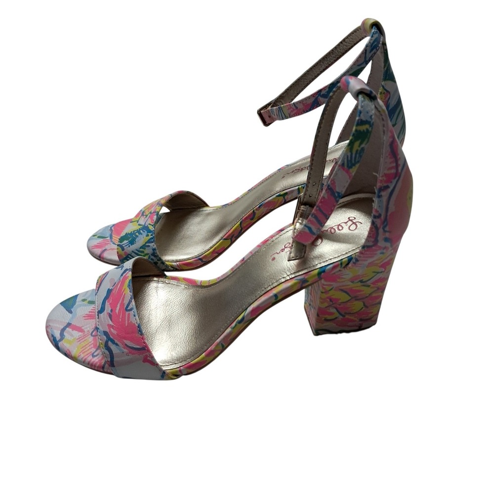 Lilly Pulitzer Amber Lynn Sandal Womens 8 Fiesta Bamba Block Heel Floral Summer